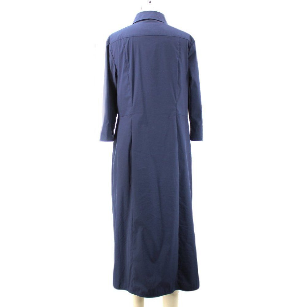 LUISA CERANO Dark Blue Cotton Stretch Shirt Dress Ruched Front Button Midi SZ 10 - Picture 5 of 15